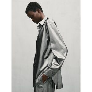 Massimo Dutti metallic silver shirt